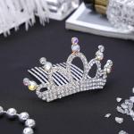Диадема для волос "Королевская особа" кристаллы, 4х8 см, серебро