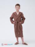 Детский махровый халат с капюшоном коричневый МЗ-04 (118)