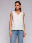 Блуза белая без рукавов с фигурным краем