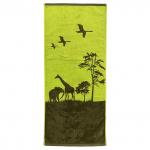 "Missoni-3046" Полотенце махровое 50х90см, плотность 375гр/м2, 100% хлопок, зеленый (серый), Bolangde (Китай)