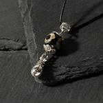 Амулет "Бусина Дзи" на богатство, мешок, цвет серебро, 80 см