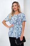 Блузка Элиза (голубой/принт) Б11-253