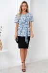 Блузка Элиза (голубой/принт) Б11-253