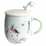 Кружка с крышкой и ложкой Единорог