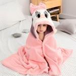 Детское полотенце с капюшоном "Уточка" -РОЗОВЫЙ 70*140 смна кнопках