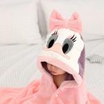 Детское полотенце с капюшоном "Уточка" -РОЗОВЫЙ 70*140 смна кнопках