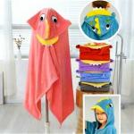 Детское полотенце с капюшоном "Дракоша"- ГОЛУБОЙ 70*140 смна кнопках