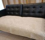 Дивандек накидка на диван велюр , 90/180 Геометрия слоновая кость