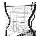 Cушилка для посуды 2-ярусная с поддоном и держателями для стаканов и столовых приборов, черная, 43x25.5x39 см