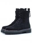 01-E30B-12B BLACK Ботинки демисезонные женские (натуральная замша, байка) размер 35