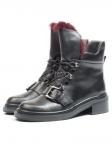 01-H001-3637-N380K BLACK Ботинки демисезонные женские (натуральная кожа, байка) размер 40