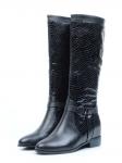 02-6352-R114 BLACK Сапоги демисезонные женские (натуральная кожа, байка) размер 39