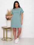 Платье кулирка с лайкрой, принт, ментол (924-3)