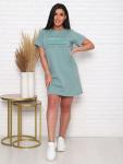 Платье кулирка с лайкрой, принт, ментол (924-3)