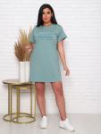 Платье кулирка с лайкрой, принт, ментол (924-3)