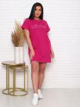 Платье кулирка с лайкрой, принт, малина (924-2)
