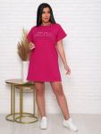 Платье кулирка с лайкрой, принт, малина (924-2)