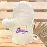 Варежка банная с вышивкой "Angel"  белая