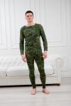 Нательное белье футболка с длиным рукавом и кальсоны из рибаны с начесом камуфляж макс