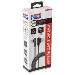 NG Кабель для зарядки Спираль Type-C, 2 м,  3A, быстрая зарядка QC3.0, тканевая оплётка