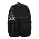 BY Рюкзак подростковый 45x33x14см, 2 отд., 5 карм., пласт.застежка, нашивка, ПЭ, черный