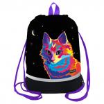 Мешок для обуви 1 отделение Berlingo Astro Cat, 400*480 мм, расширяющееся дно, светоотражающая лента, карман на молнии, MS1080