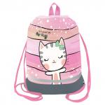 Мешок для обуви 1 отделение Berlingo Cat Hugs, 400*480 мм, расширяющееся дно, светоотражающая лента, карман на молнии, MS1078