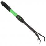 "Чибис" Рыхлитель 3 зубца, 47,5х4,5х4,5см, сталь А3, окрашенная, цвет - черный матовый, цветная металлическая, прорезиненная ручка, с отверстием для подвешивания, цвет - зеленый (Китай)