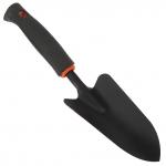 "Грач" Совок посадочный, садовый 33,5х9,5х5см, широкий, сталь А3, окрашенная, цвет - черный матовый, эргономичная пластмассовая ручка с ПВХ, с отверстием для подвешивания, цвет - черный (Китай)