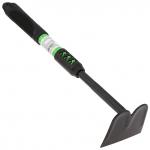 "Чибис" Мотыга прямая, 40,5х10х8см, сталь А3, окрашенная, цвет - черный матовый, цветная металлическая, прорезиненная ручка, с отверстием для подвешивания, цвет - зеленый (Китай)