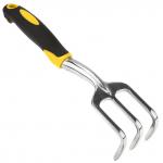 "Ласточка" Грабли прямые 3 зубца, 28,5х7х5см, алюминиево-магниевый сплав, эргономичная прорезиненная ручка с отверстием для подвешивания, цвет - черно-желтый (Китай)