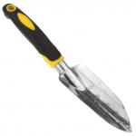 "Ласточка" Совок посадочный, садовый 29х5,4х3,5см, с мерной шкалой, алюминиево-магниевый сплав, эргономичная прорезиненная ручка с отверстием для подвешивания, цвет - черно-желтый (Китай)