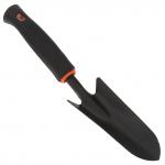 "Грач" Совок посадочный, садовый 32,5х6,3х4,8см, сталь А3, окрашенная, цвет - черный матовый, эргономичная пластмассовая ручка с ПВХ, с отверстием для подвешивания, цвет - черный (Китай)