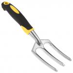 "Ласточка" Вилы садовые, 27х7,5х3,5см, алюминиево-магниевый сплав, эргономичная прорезиненная ручка с отверстием для подвешивания, цвет - черно-желтый (Китай)
