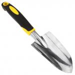 "Ласточка" Совок посадочный, садовый 29,5х7,4х3,5см, широкий, алюминиево-магниевый сплав, эргономичная прорезиненная ручка с отверстием для подвешивания, цвет - черно-желтый (Китай)