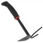 "Грач" Мотыга-рыхлитель 2 зубца, лепестковая, 29х17х7,5см, сталь А3, окрашенная, цвет - черный матовый, эргономичная пластмассовая ручка с ПВХ, с отверстием для подвешивания, цвет - черный (Китай)