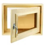 Оконный блок деревянный 40х50х10 см, тонированное двойное стекло, сосна (Россия)