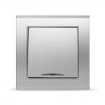 Выключатель одноклавишный "Бриллиант", скрытая установка, еврослот, 10А, 220В, серебро, с подсветкой (Китай)