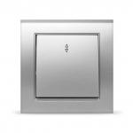 Выключатель проходной одноклавишный "Бриллиант", скрытая установка, еврослот, 10А, 220В, серебро (Китай)