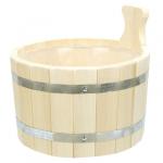 Ушат для бани деревянный 6 л, д32 см, h20 см, с пластмассовой вставкой, двойная металлическая обвязка, липа (Россия)