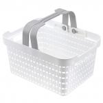 "Домашняя мода" Корзина пластмассовая "Береста" 25,5х19,5см h13,7см, съемные ручки, белый (Китай)