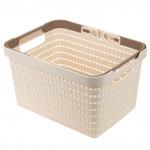 "Домашняя мода" Корзина пластмассовая "Береста" 30х22,5см h18см, съемные ручки, ванильный (Китай)