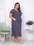 001 Халат на пуговицах,темно-синий-белый-огурцы
