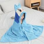 Детское полотенце с капюшоном "Уточка" -ГОЛУБОЙ 70*140 смна кнопках