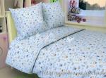Комплект постельного белья  бязь Полосатые мишки(голуб) 107*140