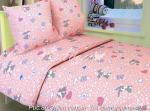 Комплект постельного белья  бязь "Зайки серые" ( бел/роз) 107*140