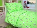 Комплект постельного белья  бязь "Зайки серые" (зелен) 107х140