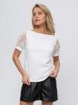 Блуза белая с короткими фатиновыми рукавами