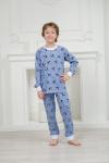 Пижама детская из джемпера и брюк из кулирки Коровы голубой