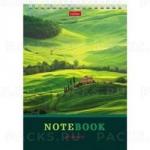 Блокнот 80 л А5 131х198 мм клетка гребень жесткая подложка обл мел.картон Зеленые долины Хатбер